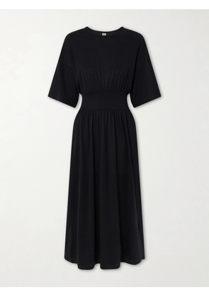 TOTEME - Cotton And Silk-blend Midi Dress - Black - xx small,x small,small,medium,large,x large