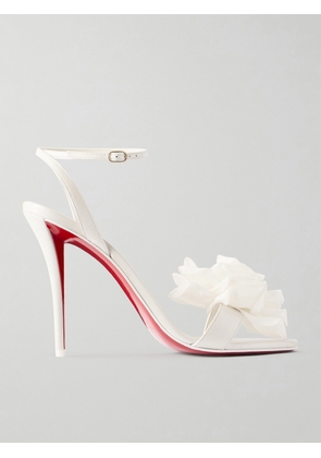 Christian Louboutin - Miss Z Flora 100 Appliquéd Leather Sandals - White - IT35,IT35.5,IT36,IT36.5,IT37,IT37.5,IT38,IT38.5,IT39,IT39.5,IT40,IT40.5,IT41,IT41.5,IT42