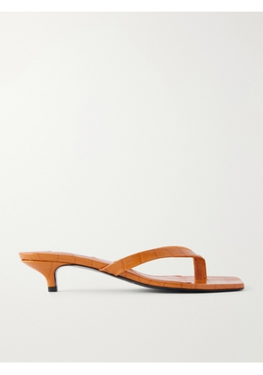 TOTEME - Croc-effect Leather Sandals - Orange - IT35,IT36,IT37,IT38,IT39,IT40,IT41,IT42