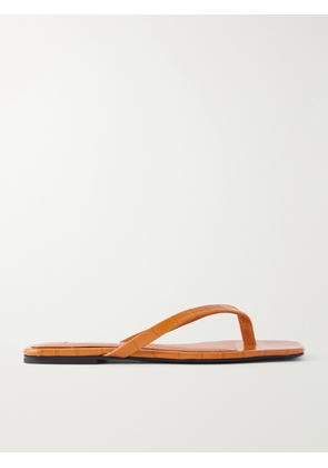 TOTEME - Croc-effect Leather Flip Flops - Orange - IT36,IT37,IT38,IT39,IT40,IT41,IT42