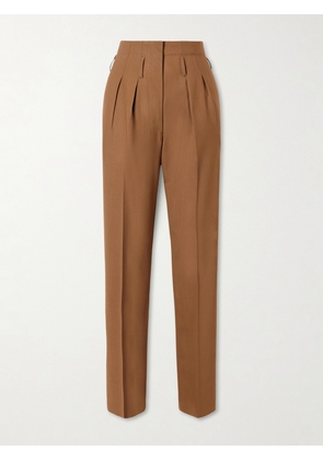 Giuliva Heritage - High-rise Pleated Wool Tapered Pants - Brown - IT36,IT38,IT40,IT42,IT44,IT46,IT48