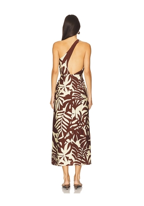 SEVEN WONDERS Matelo Midi Dress in Brown. Size M. Also in XS, XL.
