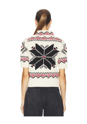 Polo Ralph Lauren Snowflake Mockneck Short Sleeve Sweater in Cream. Size S. Also in XL.