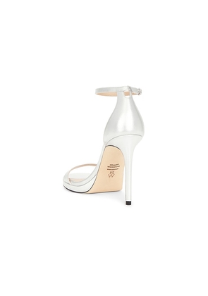 Stuart Weitzman Nudist Platform Sandal in Metallic Silver. Size 6. Also in 7, 9.5, 10.