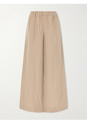 LIBEROWE - Pinstriped Satin Wide-leg Pants - Neutrals - x small,small,medium,large,x large