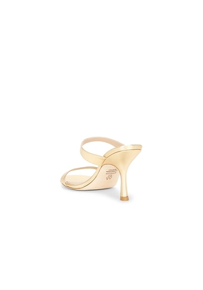 Stuart Weitzman Nudist Slide 85 in Metallic Gold. Size 6. Also in 7, 10.