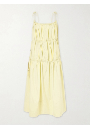 LIBEROWE - Ella Tiered Cotton And Silk-blend Midi Dress - Yellow - x small,small,medium,large