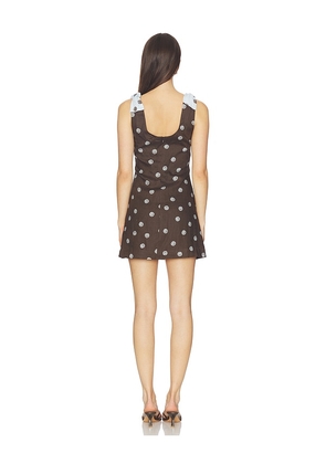 ROAME. Sandy Mini Dress in Brown. Size M. Also in XS, S.