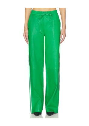 SPRWMN Baggy Leather Athletic Sweatpants in Green. Size S. Also in XS, M, L.