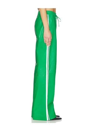 SPRWMN Baggy Leather Athletic Sweatpants in Green. Size S. Also in XS, M, L.