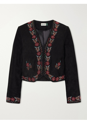 RIXO - Oliwia Embellished Suede Evening Jacket - Black - UK 6,UK 8,UK 10,UK 12,UK 14,UK 16