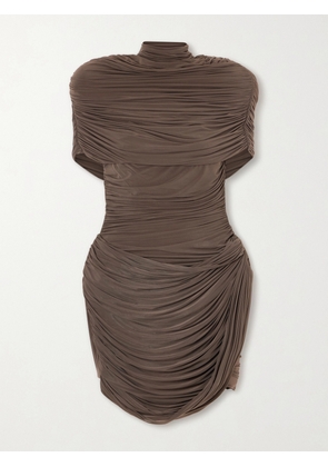 Magda Butrym - Ruched Jersey Mini Dress - Brown - FR 34,FR 36,FR 38,FR 40