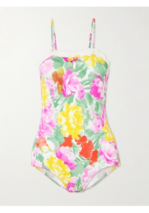 Chloé - Lace-trimmed Floral-print Swimsuit - Multi - FR 34,FR 36,FR 38,FR 40,FR 42,FR 44