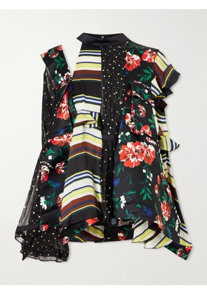 Sacai - Pattern Mix Printed Ruffled Blouse - Black - 1,2,3,4
