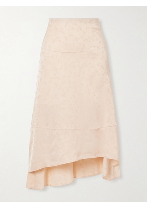 Victoria Beckham - Asymmetric Floral--jacquard Satin Midi Skirt - Pink - UK 4,UK 6,UK 8,UK 10,UK 12,UK 14,UK 16