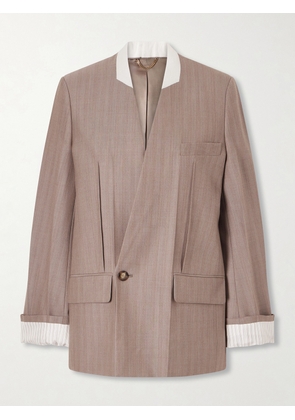 Victoria Beckham - Double-breasted Striped Wool Blazer - Gray - UK 4,UK 6,UK 8,UK 10,UK 12,UK 14