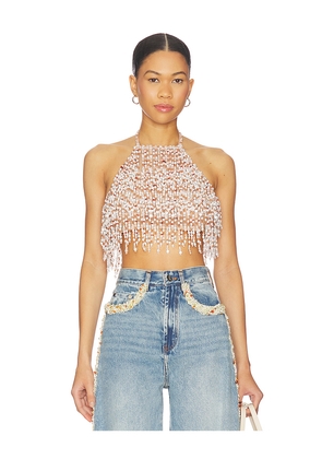 PatBO Pearl Dust Embroidery Halterneck Top in White. Size M. Also in L.