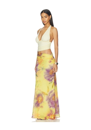Runaway The Label Alexis Halter Cut Out Maxi Dress in Yellow. Size S. Also in XS, XL.