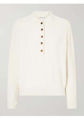BLAZÉ Milano - Alegria Cable-knit And Silk And Cotton-blend Polo Sweater - Cream - 00,0,1,2,3,4