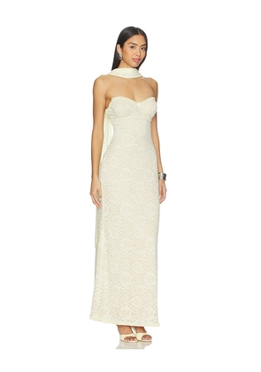 Runaway The Label Amana Strapless Scarf Maxi Dress in Lemon. Size S. Also in L, M, XL, XS.