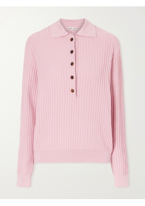 BLAZÉ Milano - Alegria Cable-knit Silk And Cotton-blend Polo Sweater - Pink - 00,0,1,2,3,4