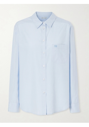 BLAZÉ Milano - Pajot Anabas Embroidered Silk And Cotton-blend Poplin Shirt - Blue - 00,0,1,2,3,4