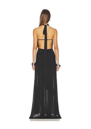 Runaway The Label Kesari High Neck Maxi Dress in Black. Size S. Also in L, XL, XS.