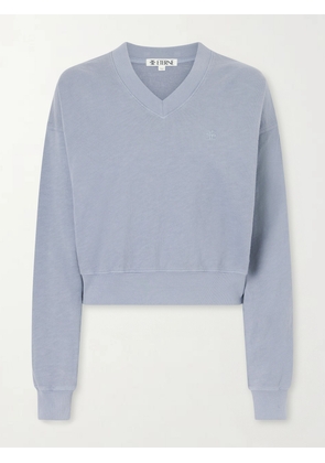 ÉTERNE - Embroidered Cotton-jersey Sweater - Blue - x small,small,medium,large,x large