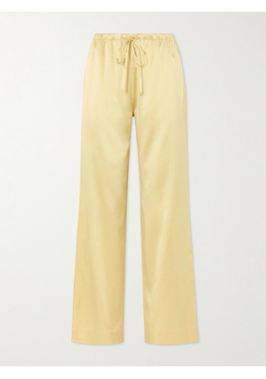 ÉTERNE - Brody Silk-blend Satin Wide-leg Pants - Yellow - XS/S,M/L,L/XL