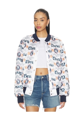 The Laundry Room Coors Original 40oz Stadium Jacket Smu in Metallic Silver, white, grey. Size S. Also in XS, M, L, XL.