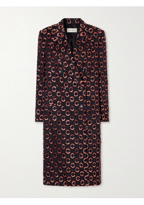 Dries Van Noten - Double-breasted Polka-dot Fil-coupé Silk-blend Coat - Black - x small,small,medium,large