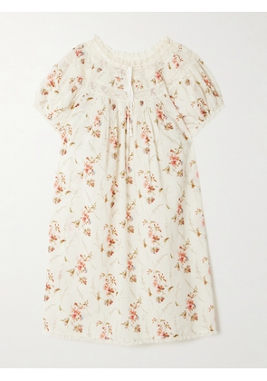 DÔEN - Daphne Lace-trimmed Pintucked Floral-print Organic Cotton-voile Mini Dress - Multi - x small,small,medium,large,x large
