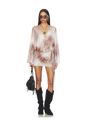 superdown Maree Drape Mini Dress in Brown. Size XS. Also in XXS, S, M, L, XL.