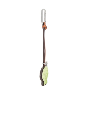 Tory Burch Leather Shell Key Fob in Green.