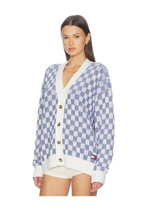 Tommy Jeans Relaxed Texture Cardigan in White,Blue. Size L. Also in S, M, XL/1X.