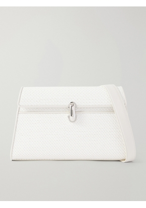 Savette - Symmetry Leather-trimmed Woven Raffia Shoulder Bag - White - One size