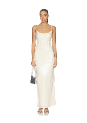 superdown Jessie Sequin Maxi Dress in Ivory. Size XS. Also in XXS, S, M, L, XL.