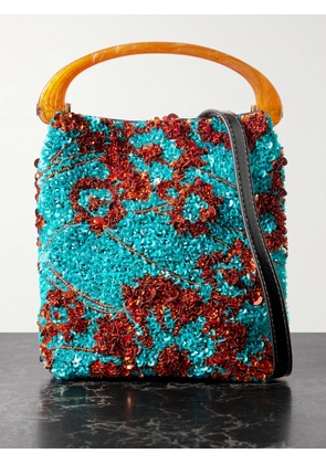 Dries Van Noten - Sequined Satin Shoulder Bag - Blue - One size