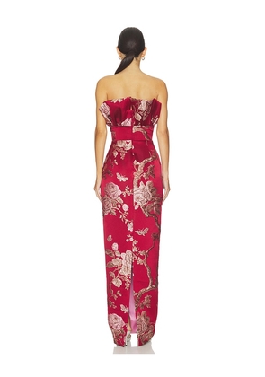 SAU LEE Noah Brocade Gown in Red. Size 0. Also in 2, 00, 4, 6, 8, 10.
