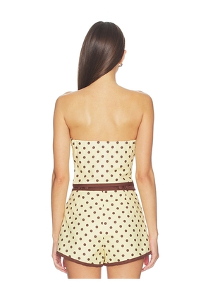 Posse Bowie Strapless Top in Yellow,Brown. Size XS. Also in XXS, S, M, L.