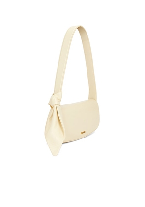 ROTATE Leather Knot Strap Bag in Cream.
