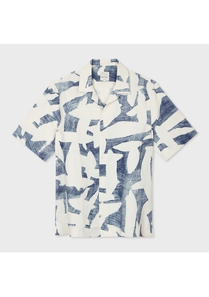 Paul Smith Blue 'Abstract Cutout' Viscose-Linen Shirt