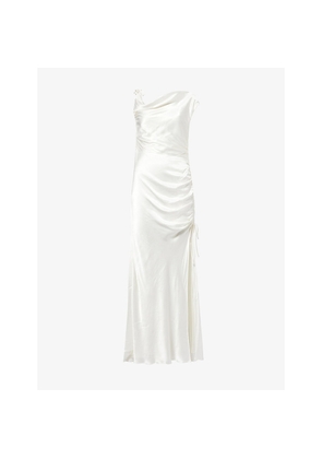 Womens Shona Joy Asymmetric Draped Satin Maxi Dress