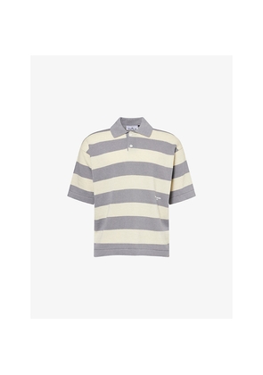 Mens Stone Island Marina Striped Cotton-And-Linen Polo Shirt