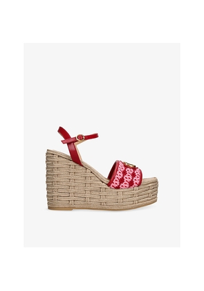 Womens Valentino Garavani Branded Woven Wedge Sandals