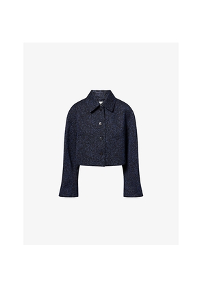 Womens Dries Van Noten Floral-Jacquard Cropped Cotton-Blend Jacket