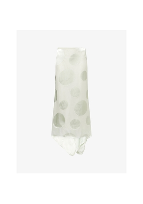 Womens Dries Van Noten Susya Printed Silk-Blend Midi Skirt