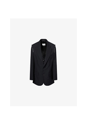 Womens Maison Margiela Raw-Edge Single-Breasted Wool Blazer