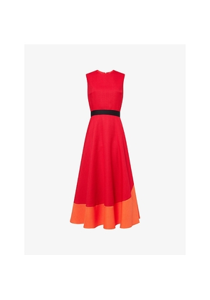Womens Roksanda Mire Belted Woven Midi Dress