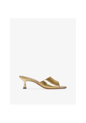 Womens Sandro Heeled Metallic Leather Mules